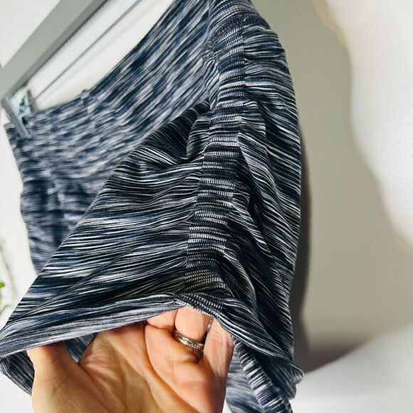 Athleta Skort Gathered Skirt over Shorts Black Gray Striped - Picture 4 of 7